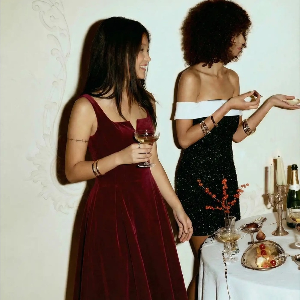 Cider Velvet Square Neck Tie Back, Wine